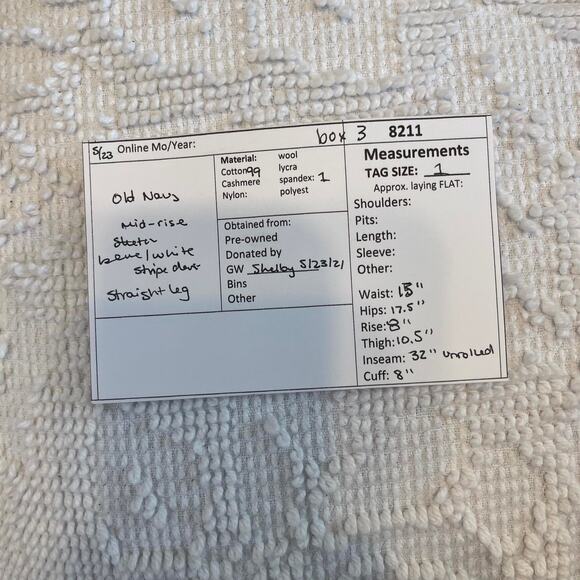 women's x small xs denim slacks pants trousers Old Navy blue white stripe - Picture 12 of 12